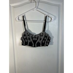 Express Embellished Beaded Bustier Black Sparkle Corset Style Women's Size 5/6